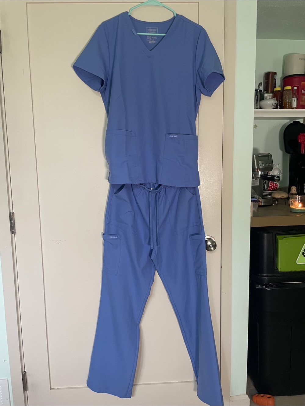 Cherokee Periwinkle Blue Women’s Scrub Set - V-Neck Top & Drawstring Pants
